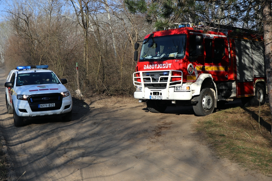 Kigyulladt az erdő aljnövényzete Szank közelében