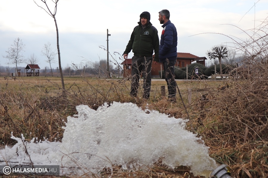 Vizet szivattyúztak a Jókai utcai tóba (galéria)