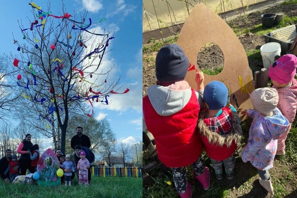 Íme a nyertes tojásfa, és a lelkes alkotócsapat