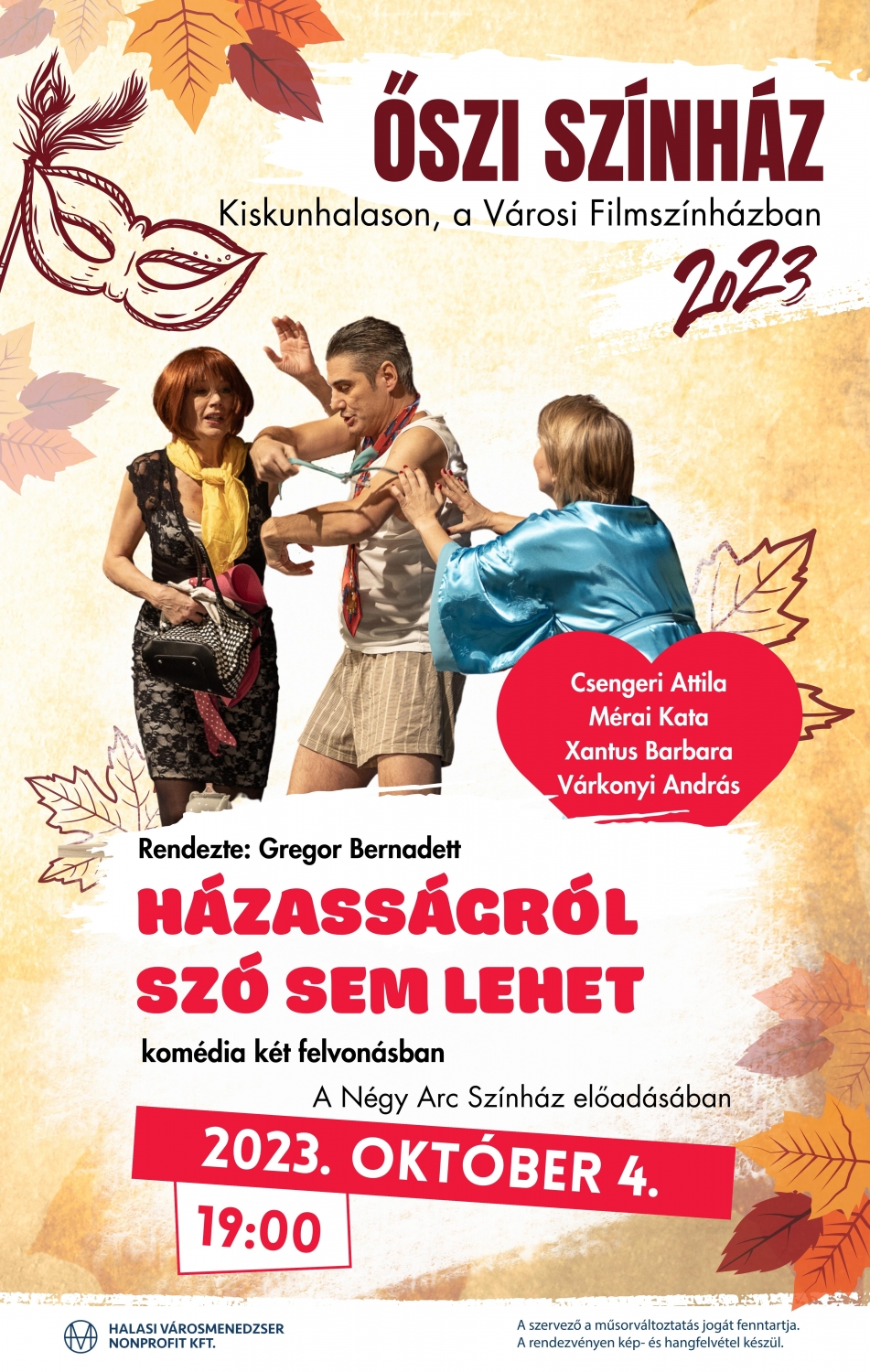 Őszi Felnőtt színházi évad - Házasságról szó sem lehet