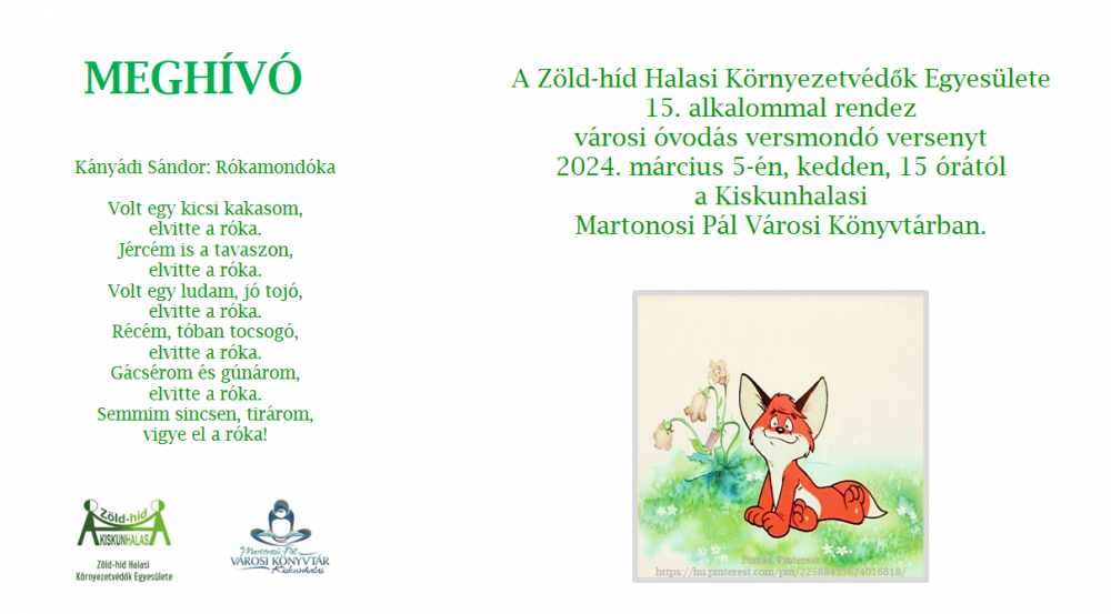 15. Városi óvodás versmondó verseny