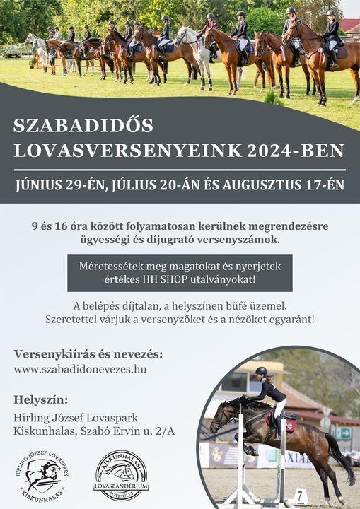 Szabadidős lovasverseny ügyességi és díjugrató versenyszámokkal