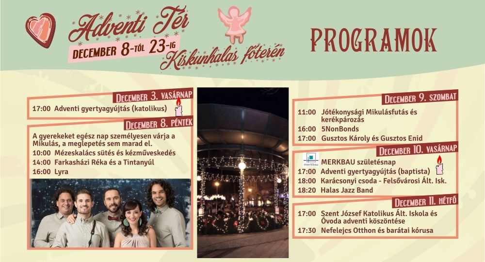 Az Adventi tér hétvégi programja