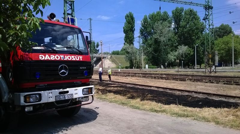 Tűz a sínek mellett