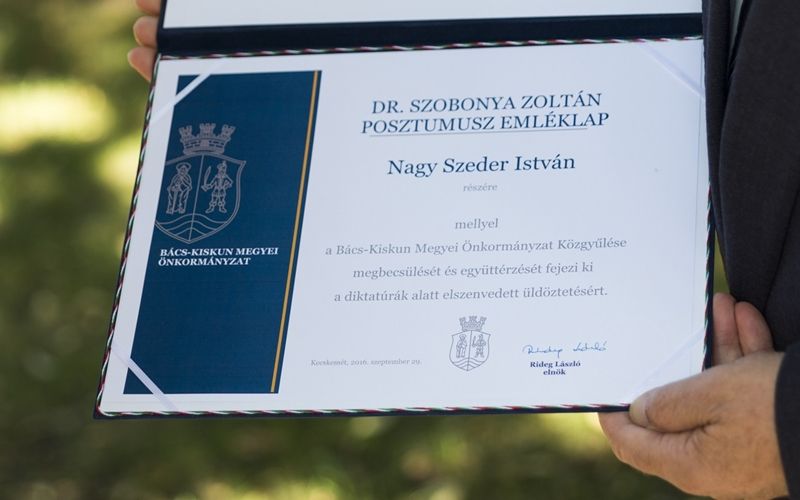 Nagy Szeder István posztumusz elismerése