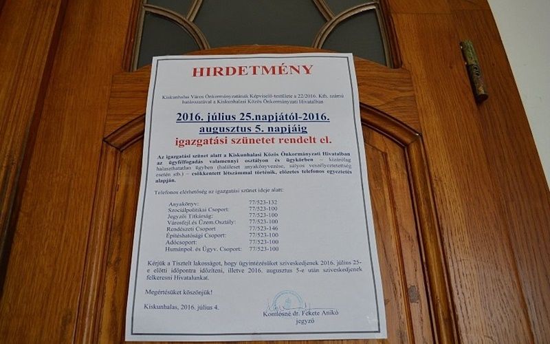 Igazgatási szünet kezdődött