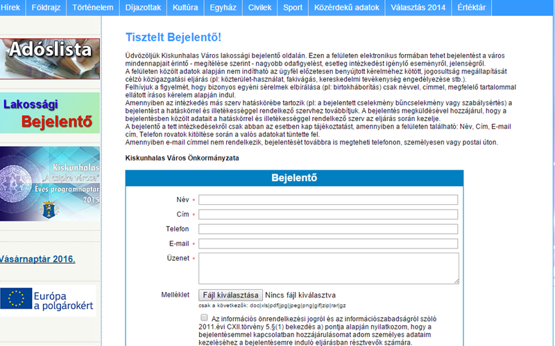 Működik a lakossági bejelentő