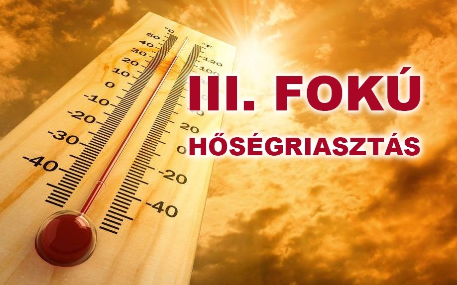 III. fokú hőségriasztás szombaton éjfélig