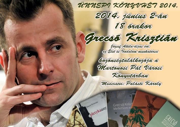 Grecsó Krisztián a könyvtárban