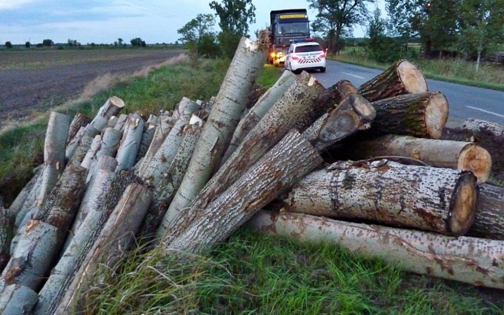 (►)  Árokba borult a pótkocsi farakománya