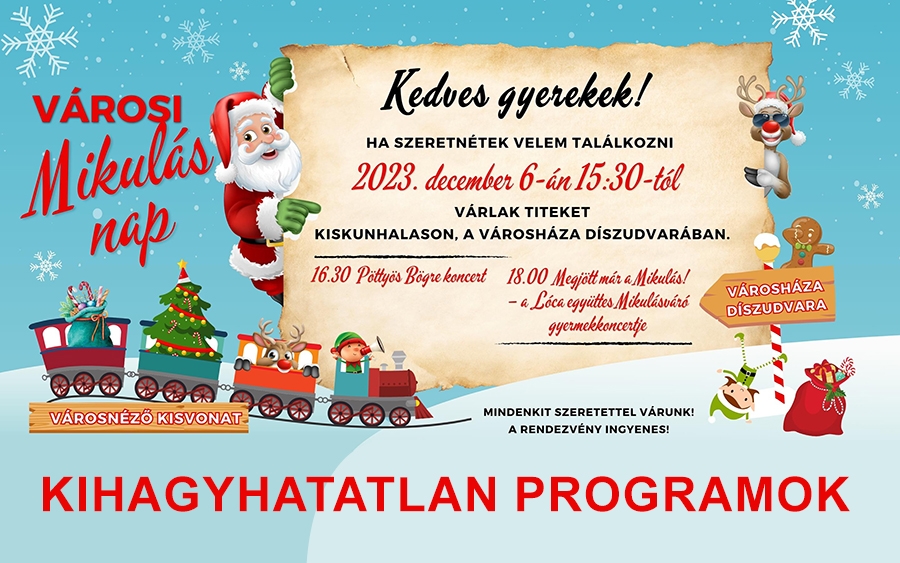 Gyerekek, a városi Mikulás napot ki ne hagyjátok!